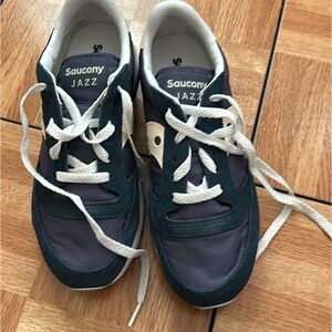 Navy Saucony Jazz shoes